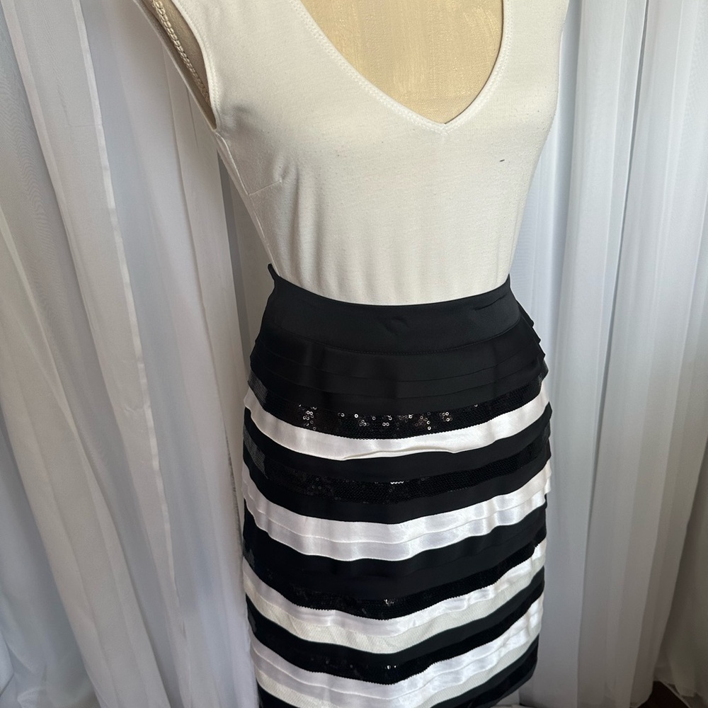 Elegant Black and White Striped Skirt